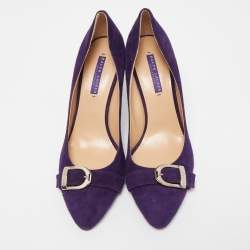 Pre Owned Ralph Lauren Collection Purple Suede Buckle Embellished Pumps Size 41