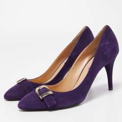 Pre Owned Ralph Lauren Collection Purple Suede Buckle Embellished Pumps Size 41