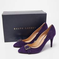 Pre Owned Ralph Lauren Collection Purple Suede Buckle Embellished Pumps Size 41