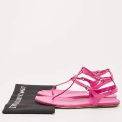 Pre Owned Ralph Lauren Collection Pink Leather Ankle Strap Thong Flat Sandals Size 40
