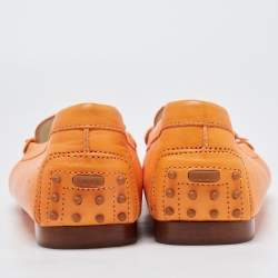 Pre Owned Ralph Lauren Collection Orange Leather Slip On Loafers Size 40.5