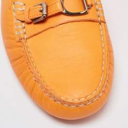 Pre Owned Ralph Lauren Collection Orange Leather Slip On Loafers Size 40.5