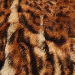 Ralph Lauren Collection Brown Leopard Print Goat Fur Wrap Scarf