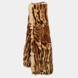 Ralph Lauren Collection Brown Leopard Print Goat Fur Wrap Scarf