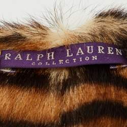 Ralph Lauren Collection Brown Leopard Print Goat Fur Wrap Scarf