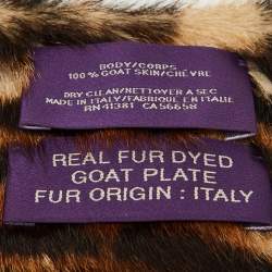 Ralph Lauren Collection Brown Leopard Print Goat Fur Wrap Scarf