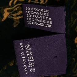 Pre Owned Ralph Lauren Collection Navy Blue/Gold Print Silk Ruffled Sheer Shirt M