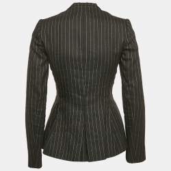 Ralph Lauren Collection Black Stripe Linen and Wool Single Breasted Blazer S