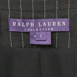 Ralph Lauren Collection Black Stripe Linen and Wool Single Breasted Blazer S