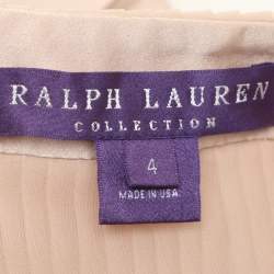 Pre Owned Ralph Lauren Collection Beige Silk Ruffled Detail Top S