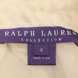 Ralph Lauren Collection Beige Chiffon Ruffled Trim Tops S