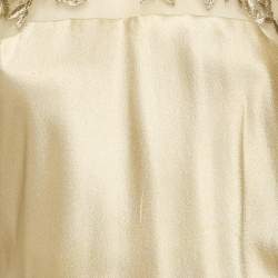 Pre Owned Ralph Lauren Collection Gold Silk Satin  Embellished Yoke Gown M