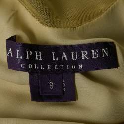 Pre Owned Ralph Lauren Collection Gold Silk Satin  Embellished Yoke Gown M