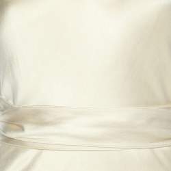 Pre Owned Ralph Lauren Collection Cream Silk Wrap V-Neck Maxi Dress M