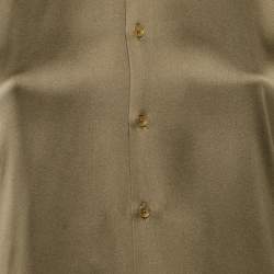 Pre Owned Ralph Lauren Collection Olive Green Satin Back Open Shirt S