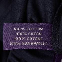 Pre Owned بلوزة رالف لورين كولكشن زرقاء داكنة قطن شيفون تفاصيل كرانيش مقاس متوسط