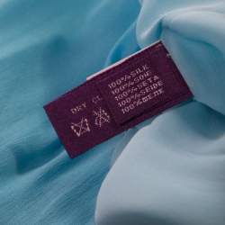 Pre Owned Ralph Lauren Collection Sky Blue Silk Ruffled Blackless Halter Dress M