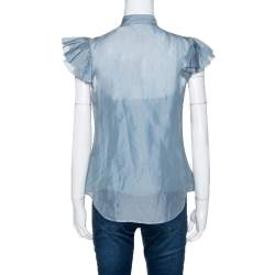 Pre Owned Ralph Lauren Collection Sage Green Ruffled Sleeve Blouse S