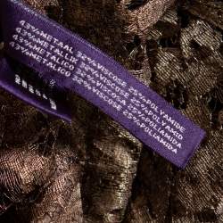 Pre Owned Ralph Lauren Gold Lace Long Sleeve Button Front Belted Jacket M