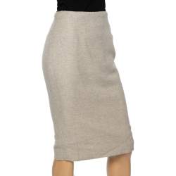 Pre Owned Ralph Lauren Collection Ecru Cashmere Knit Pencil Skirt S