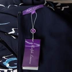 Pre Owned Ralph Lauren Midnight Blue Embellished Crepe Hollins Jumpsuit M