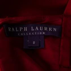 Pre Owned Ralph Lauren Collection Red Silk Sleeveless Flared Dress M