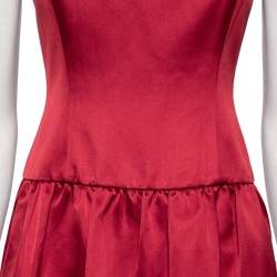Pre Owned Ralph Lauren Collection Red Silk Sleeveless Flared Dress M