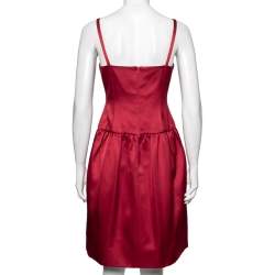 Pre Owned Ralph Lauren Collection Red Silk Sleeveless Flared Dress M