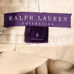 Pre Owned Ralph Lauren Collection Cream Silk Satin Pleated Harem Pants M