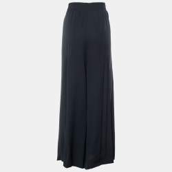 Pre Owned Ralph Lauren Collection Black Silk Pleated Palazzo Pants L