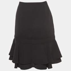 Pre Owned Ralph Lauren Collection Black Silk Bow Detail Ruffled Short Skirt L
