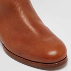 Ralph Lauren Tan/White Canvas and Leather Riding Knee Length Boots Size 38