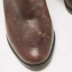 Pre Owned Ralph Lauren Collection Brown Leather Knee Length Boots Size 37.5