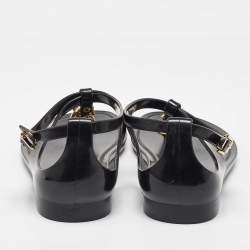 Ralph Lauren Black Jelly Karly T-Strap Flat Sandals Size 38.5