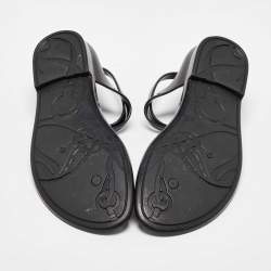 Ralph Lauren Black Jelly Karly T-Strap Flat Sandals Size 38.5
