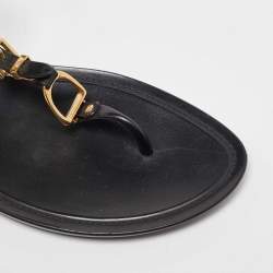 Ralph Lauren Black Jelly Karly T-Strap Flat Sandals Size 38.5