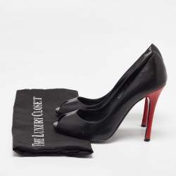 Pre Owned Ralph Lauren Black Leather Peep Toe Pumps Size 37