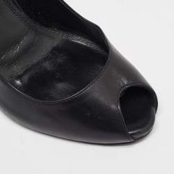 Pre Owned Ralph Lauren Black Leather Peep Toe Pumps Size 37