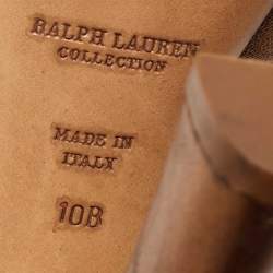Ralph Lauren Collection Gold Leather Platform Ankle Strap Sandals Size 40