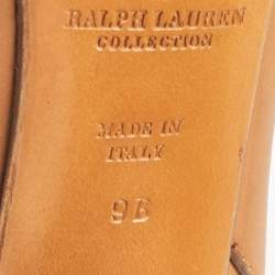 مملوكة مسبقًا حذاء بوت رالف لورين كولكشن جلد بني بطول منتصف الساق مقاس 40