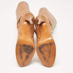 مملوكة مسبقًا حذاء بوت رالف لورين كولكشن جلد بني بطول منتصف الساق مقاس 40