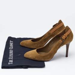 Ralph Lauren Collection Tan Leather and Suede Buckle Pumps Size 38