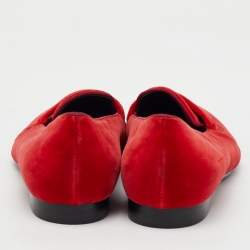 Ralph Lauren Collection Red Velvet Smoking Slippers Size 39.5