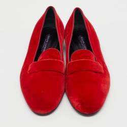 Ralph Lauren Collection Red Velvet Smoking Slippers Size 39.5