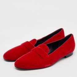 Ralph Lauren Collection Red Velvet Smoking Slippers Size 39.5