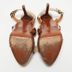 Pre Owned Ralph Lauren Collection Beige Suede Platform Sandals Size 39.5