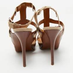 Pre Owned Ralph Lauren Collection Beige Suede Platform Sandals Size 39.5