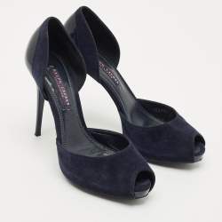 Pre Owned Ralph Lauren Collection Navy Blue Suede Jessie D'orsay Pumps Size 39