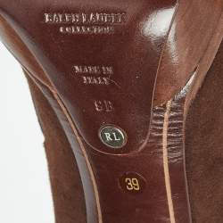 Pre Owned Ralph Lauren Brown Suede Tassel Platform Loafer Pumps Size 39