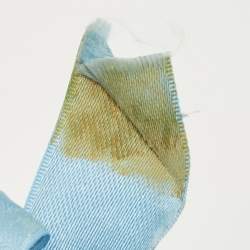 Pre Owned Ralph Lauren Collection Blue Leather Ankle Tie Up Ballet Flats Size 38